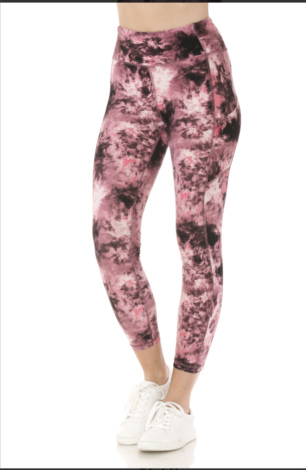 Black & Pink Tie Dye Premium Active Workout Leggings