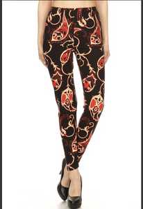 Plus Size Red and Gold Paisley Print Leggings