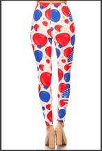 One Size Red, White and Blue Balloon Print Leggings