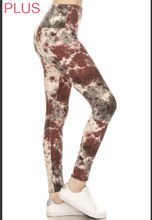 Plus Size Neutral Creme, Brown and Black Tie Dye Leggings