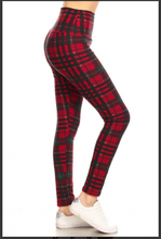 Plus Size Red, Black and Green Buffalo Plaid Print Leggings