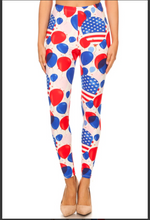 One Size Red, White and Blue Balloon Print Leggings
