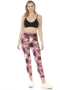 Black & Pink Tie Dye Premium Active Workout Leggings