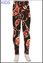 Kids Red and Gold Paisley Print Leggings