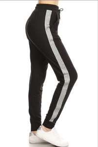 Black Joggers with Side Stripe