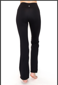 Black V-Waist Detail Flare Bottom Yoga Pant