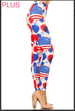 Plus Size Red, White and Blue Balloon Print Leggings