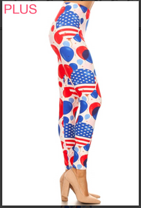Plus Size Red, White and Blue Balloon Print Leggings