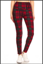 Plus Size Red, Black and Green Buffalo Plaid Print Leggings