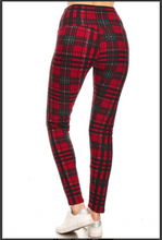 Plus Size Red, Black and Green Buffalo Plaid Print Leggings