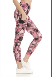 Black & Pink Tie Dye Premium Active Workout Leggings