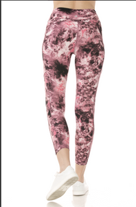 Black & Pink Tie Dye Premium Active Workout Leggings