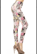 One Size  Pink, Black & Yellow Paisley & Plaid Print Leggings