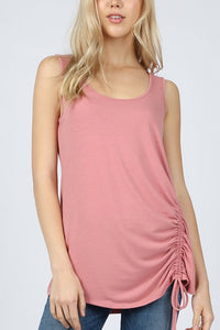 Sleeveless Side Ruched Tunic - tops