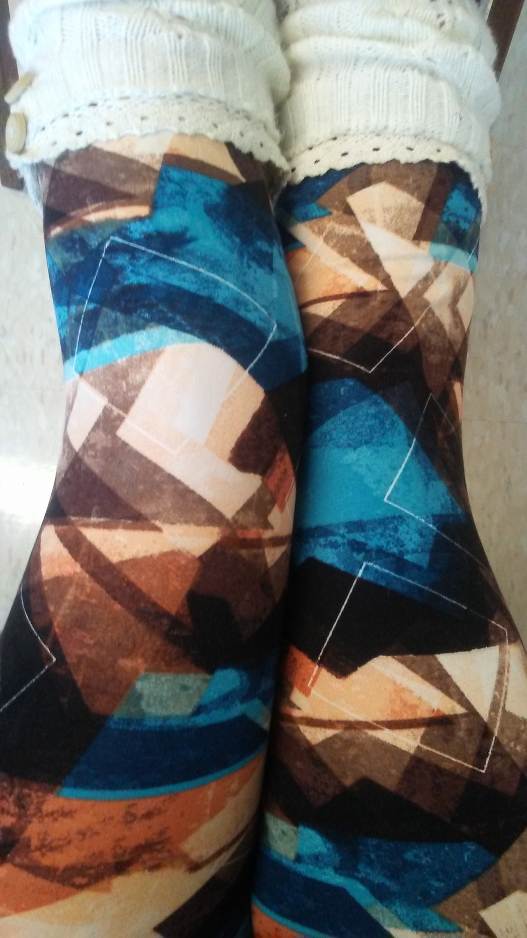 One Size Brown & Teal Abstract Print