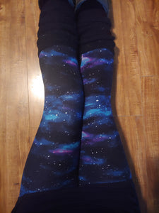 One Size Blue Galaxy Print Leggings