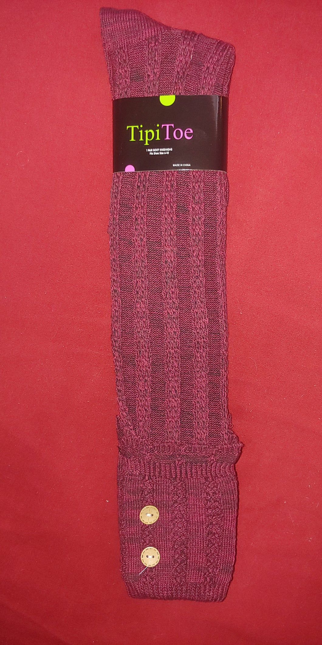 Knee High Boot Socks w/double side button detail - socks n stuff