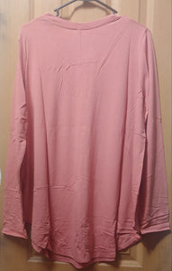 Ash Rose Plus Curved Neck Long Sleeve Tunic - tops