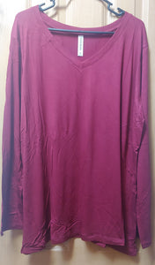 Plus Cabernet V-Neck Long Sleeve Tunic - tops