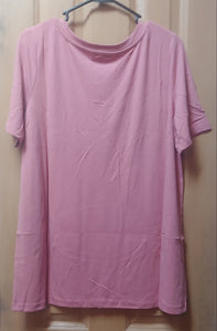 Dusty Rose Plus Short Sleeve V-Neck Lounge Top - tops