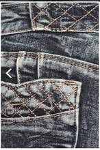 Dark Wash Embroidered Detail Wide Waist Band Jeans