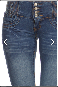 Denim Wide Waist Button Detail Jeans