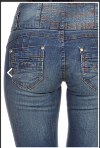 Denim Wide Waist Button Detail Jeans