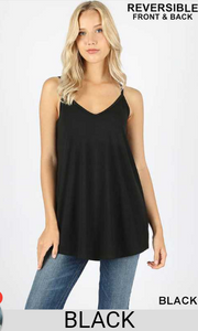 Reversible V Neck/Scoop Relaxed Fit Cami Top - tops