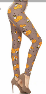 One Size Pumpkin & Owl Leggings