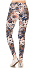 One Size Blue and Coral Floral Print Leggings