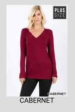 Plus Cabernet V-Neck Long Sleeve Tunic - tops