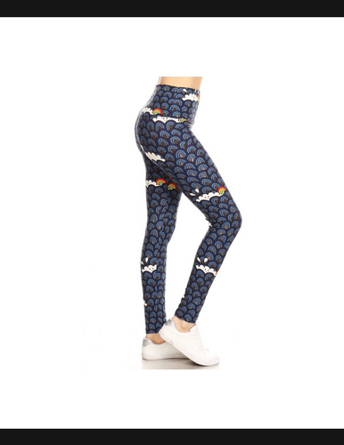 One Size April Showers Rainbow Leggings