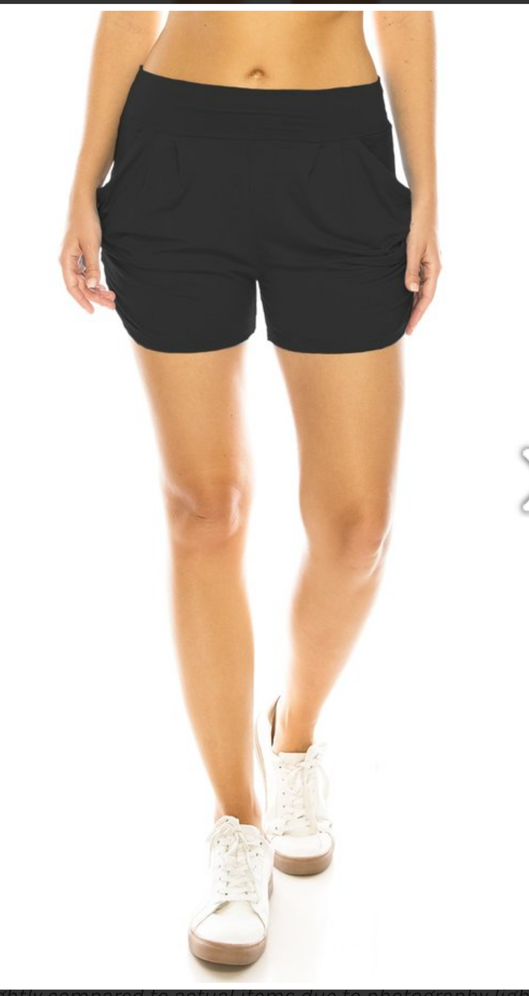 Solid Black High Rise Slouchy Pocket Short