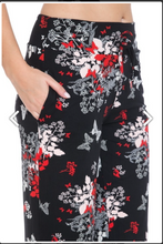 Black, White & Red Floral Butterfly Lounge Pant