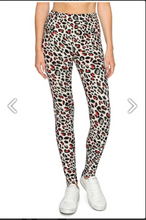 One Size Red & Grey Leopard Print Leggings