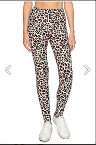 Plus Size Red, Black, Grey, Nude Leopard Print Leggings