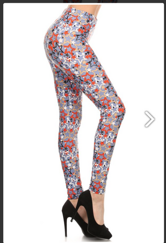 One Size Multi Color/Size Star Print Leggings