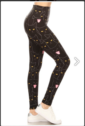 One Size Black Cat Leggings