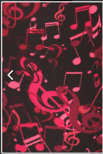 One Size Red/Burgandy Music Notes on Black Background