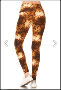 One Size Classical Music Print Leggings