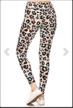 Plus Size Leopard Print Leggings on Grey Background