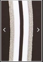 One Size Silver, White & Black Detail Stripe Leggings
