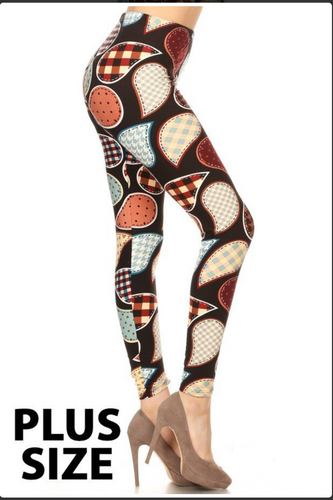 Plus Size Paisley & Plaid Print Leggings