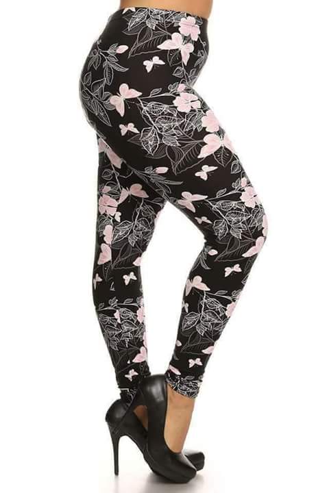 Extra Plus Pink Butterfly Print Leggings – Denise's Delights