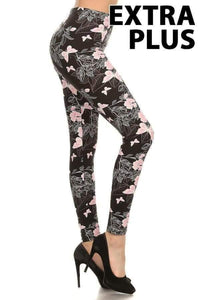 Extra Plus Pink Butterfly Print Leggings