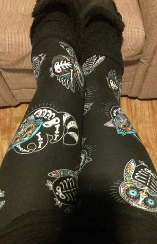One Size Sugar Skull Animal Print Leggings