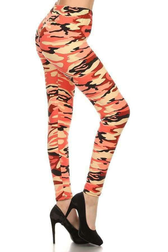 One Size Peach Camo Print Leggings