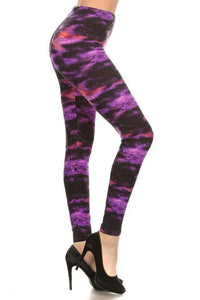 One Size Purple Galaxy Print Leggings