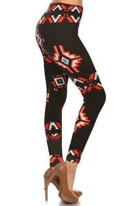One Size Red, White & Blue Large Aztec Print Leggings