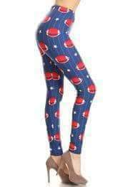 One Size Red, White & Blue Football Print Leggings